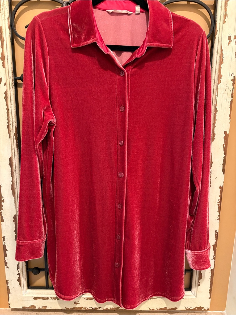 Soft Surroundings Red Velvet Shirt